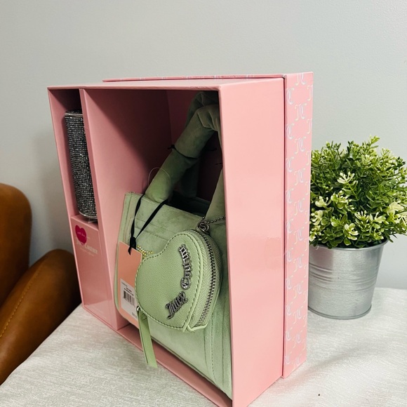Juicy Couture Sage Green “Big Spender” 3-Piece Tote & Coin Pouch Set - New - Picture 5 of 9
